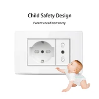 White Tempered Glass Italy USB Type C Smart Fast Charging Wall Socket Plugs Schuko Light Switch Panel Chile TV Sat Computer CAT6 - Image 5