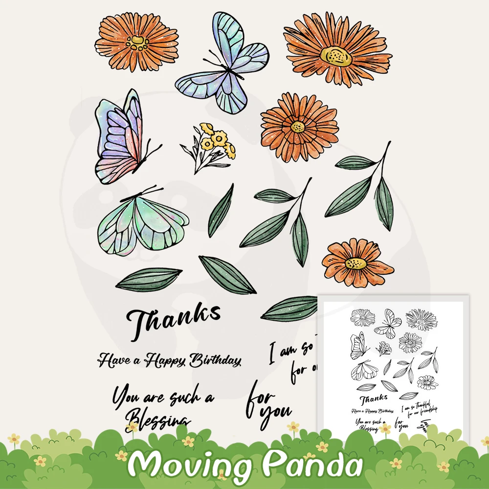 Flowers Butterfly Metal Cutting Dies Clear Stamp Spring Nature Series DIY Scrapbooking For Decor Cut Stamps Card Album |