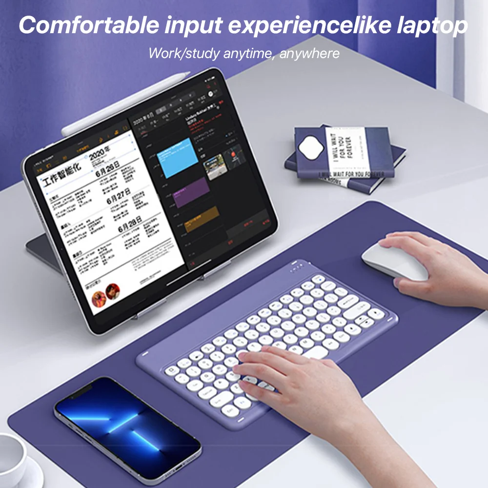 Wireless Keyboard and Mouse Bluetooth Spanish Portuguese Russian Hebrew French Arabic for iPad Tablet Laptop