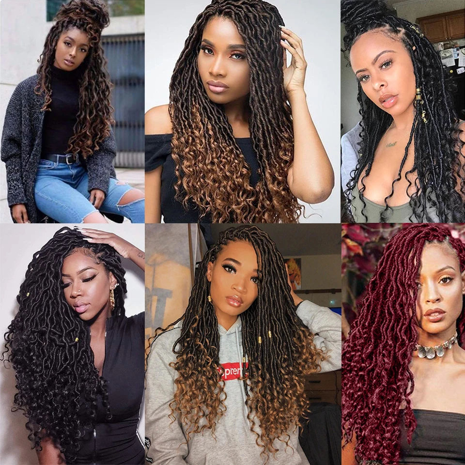 Goddess Faux Locs Crochet Hair Soft Faux Goddess Locs Curly Braiding Hair Crochet  Dreadlocks Synthetic Braids Hair Extensions