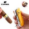 New COHIBA Lighter Metal 3 Jet Butane Torch Lighter Cigar Stamping Bar Sharp Lighter Cigar Knife Cigar Scissor For Gift（No Gas） 1
