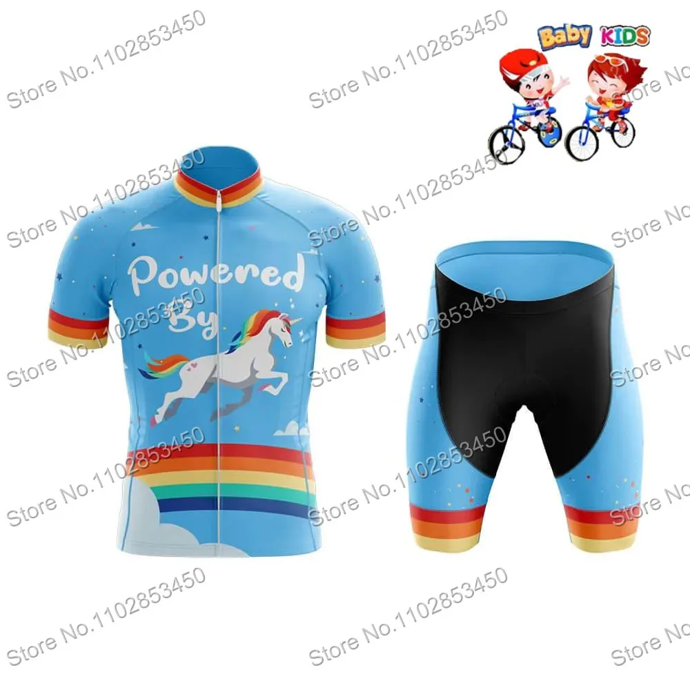 Kids Funny Unicorn Cartoon Cycling Jersey Set Summer Boy Girls Cycling Clothing Children Road Bike Tops Bicycle Suit MTB cycling jersey cycling suit cycling jersey set