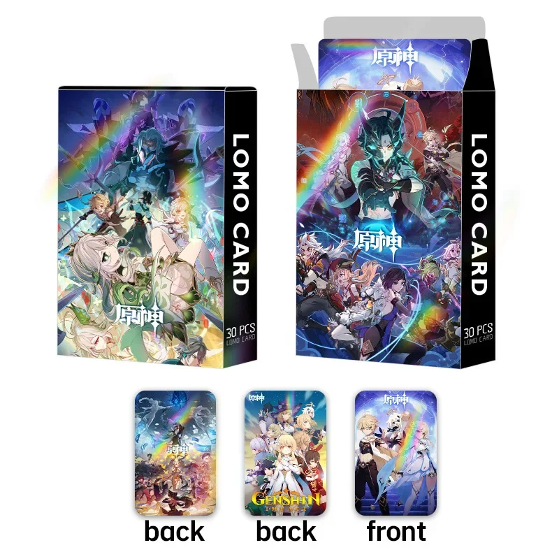 2024 30 Pezzi Genshin Impact Card Game Characters Collezione Anime Lasercard Animation Double Sided Pattern Card Fan Souvenir Gift