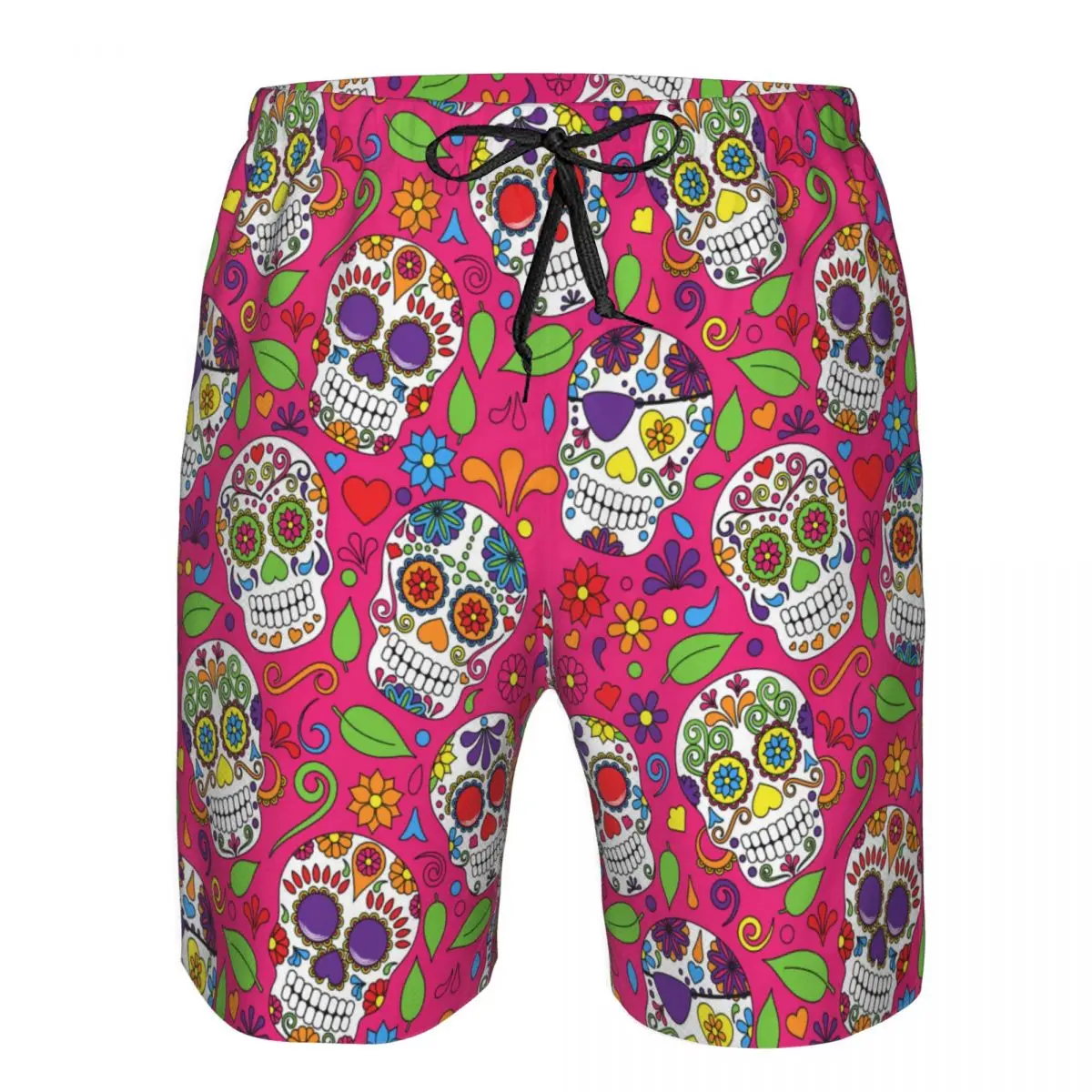 

Men's Beach Short Swim Shorts Day Of The Dead Sugar Skull Surfing Sport Board Shorts Swimwear