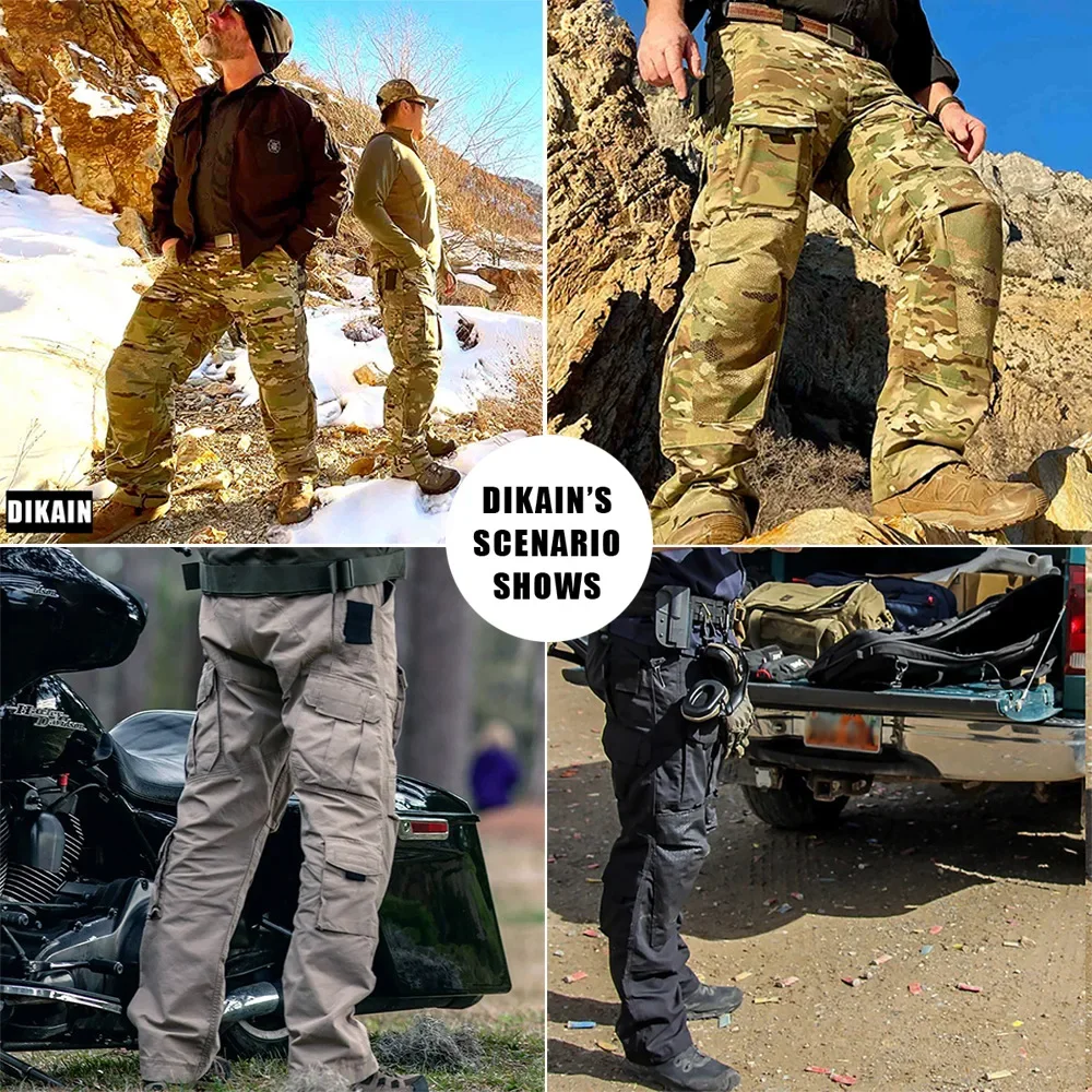 Pantaloni Militari Tattici Uomo | Nero | Cotone-Poliestere | Tascabili Multipli | Per Outdoor - Foto miniatura 3