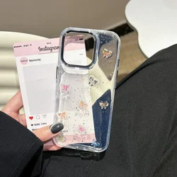 Luxury Glitter Butterfly Transparent Bumper Shockproof Silicone Protective Case - iPhone 14 Plus (Clear)