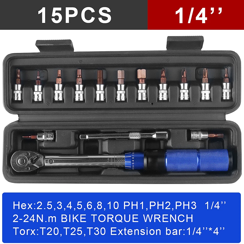 DISEN 6-Piece Torque Wrench Set - 1/4, 3/8 & 1/2 Inch Drive, 72-Tooth Ratchet, With Extension Bars & Case - View #5