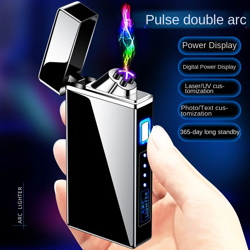 

New Dual Arc Charging USB Lighter Electronic Cigarette Lighter Battery Display Manufacturer Direct Wholesale