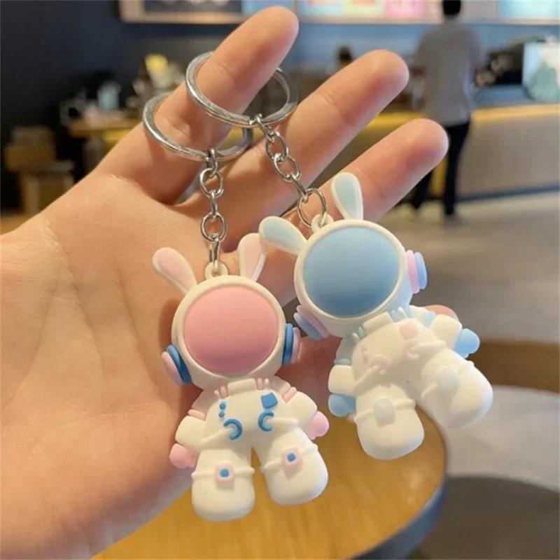 

Cute Space Rabbit Astronaut Keychain Cartoon Bunny Pendant Backpack Ornaments Car Trinket Keyring Waist Wallet Key Holder Charms