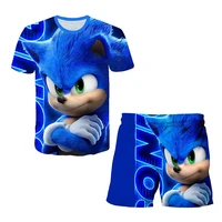 Ensemble T-shirt 3D Sonic The Hedgehog 2026 pour garçons et filles : Haut et short d'été mignons - Cadeau d'anniversaire à manches courtes pour enfants 1