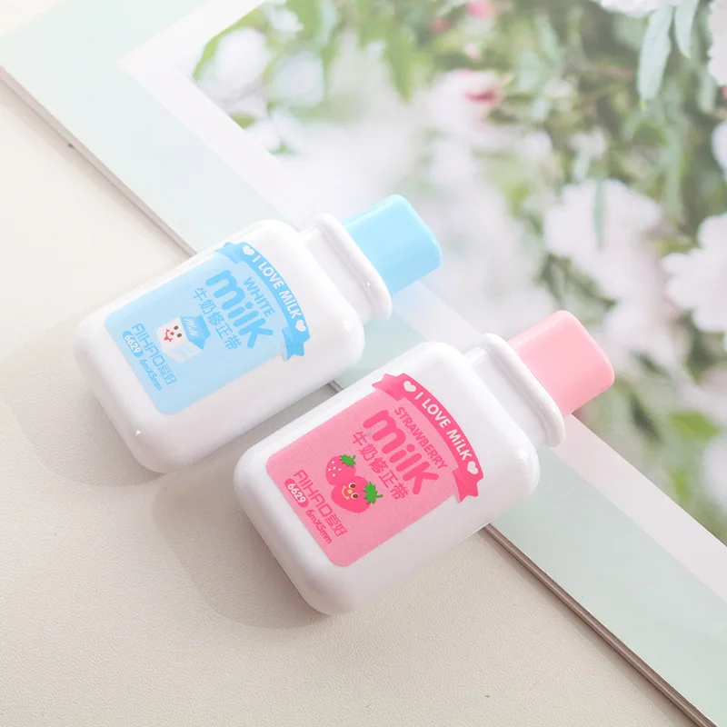 6M Cute Milk Bottle White Out Corrector Correction Tape Diary Stationery Supply School Novelty Correction Tapes