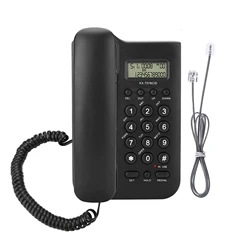 Premium Wired Desktop & Wall - Mount Landline Telephone (Black)