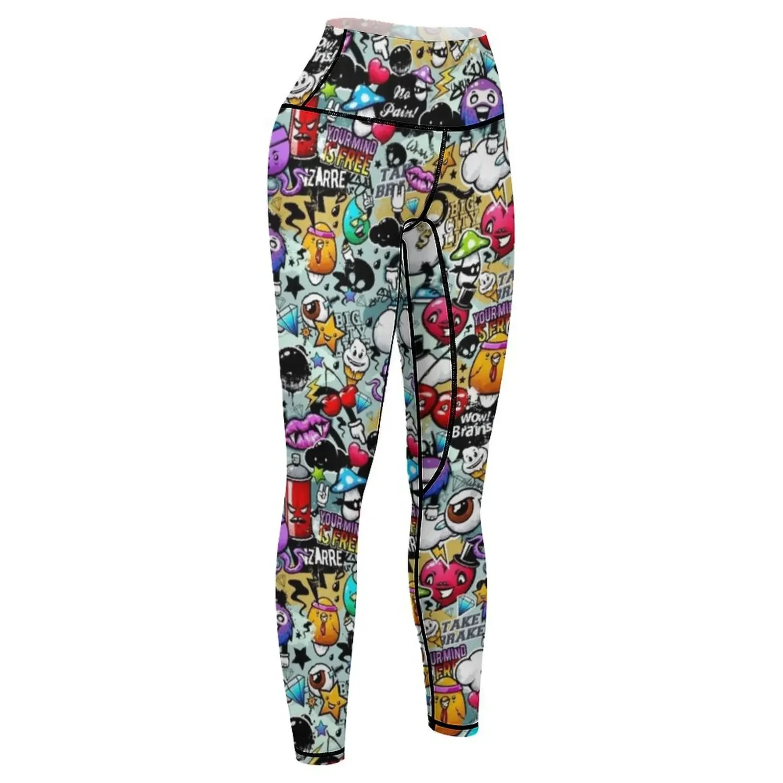 Pop Art Graffiti Funny Comics Faces Leggings sport pants Tight fitting woman Sports pants woman Womens Leggings