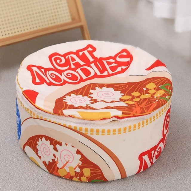 The New Winter Cartoon Ramen Cat Nest Love Warm Cute Semi-enclosed Cat Bed Can Be Opened And Washed 3