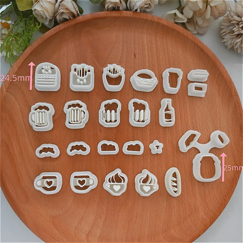 Cute Fries/burger/cup Styling Polymer Clay Mold DIY Earring Brooch Jewelry Styling Polymer Clay Cutter Pottery Tools