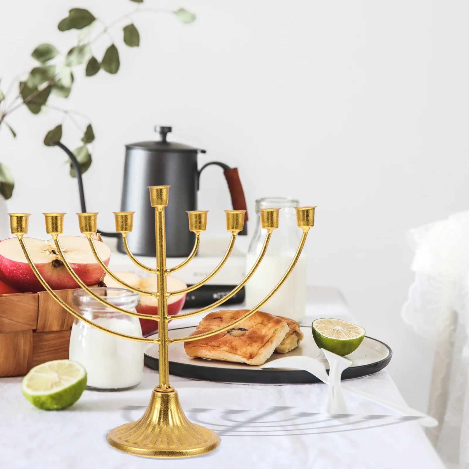Candle Holders Jewish Candle Holder Hanukkah Menorah Candle Holder 7 Branch Traditional Candelabra Candlestick Holders Metal Stand