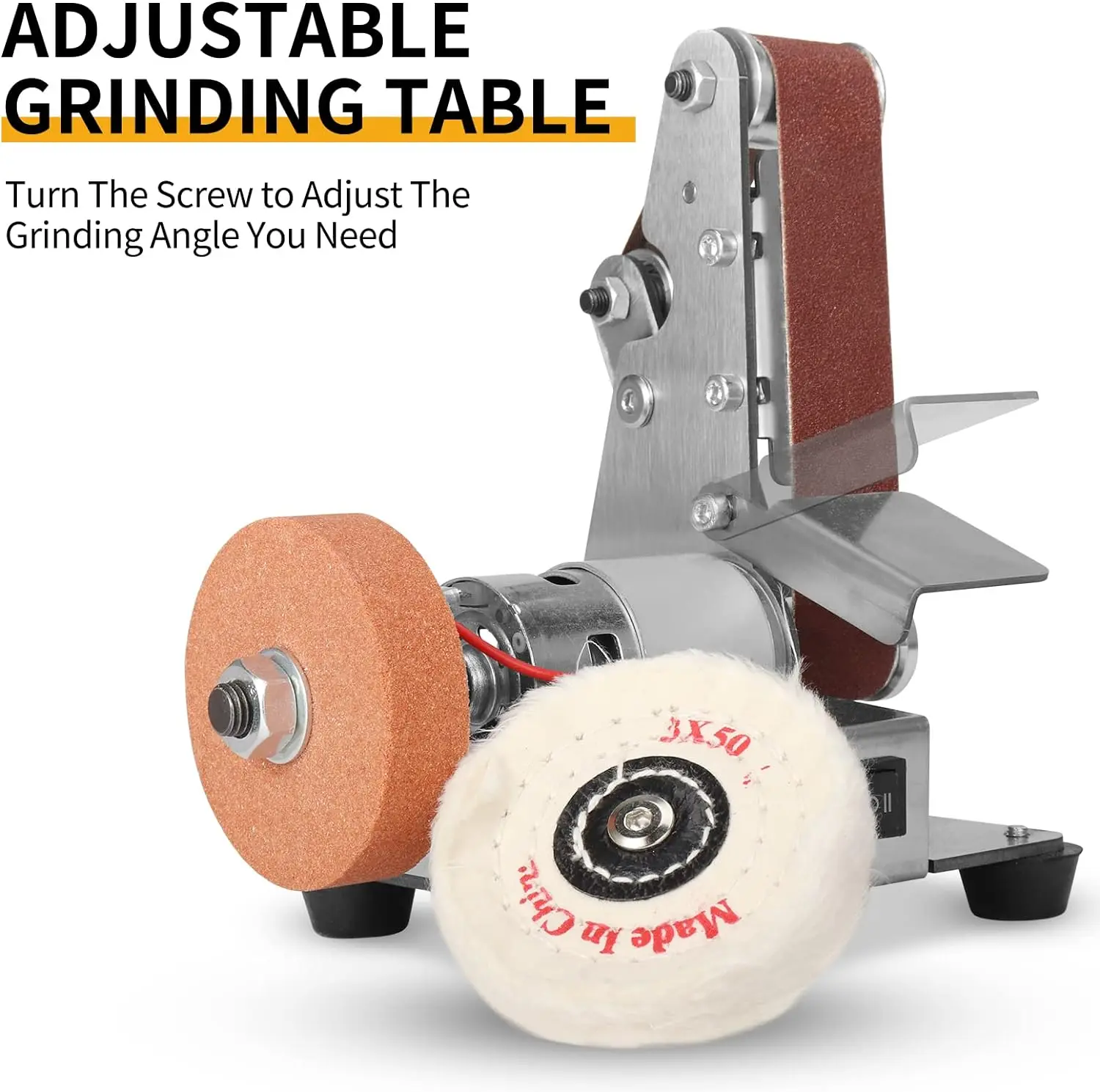 Mini Belt Sander Electric Sanding Polishing Grinding Machine 7 Variable Speed with Grinding Wheel for Polishing Wood Acrylic 3