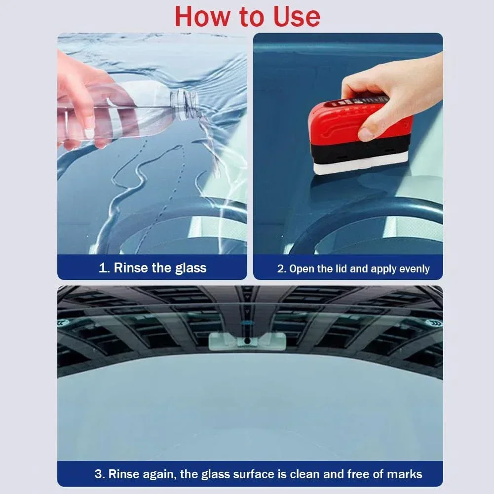 Car Windshield Oil Film Cleaner Glass Cleaning Board Car Glass Cleaner Brush Cleaning Wipe Board Glass Oil Film Remover 6