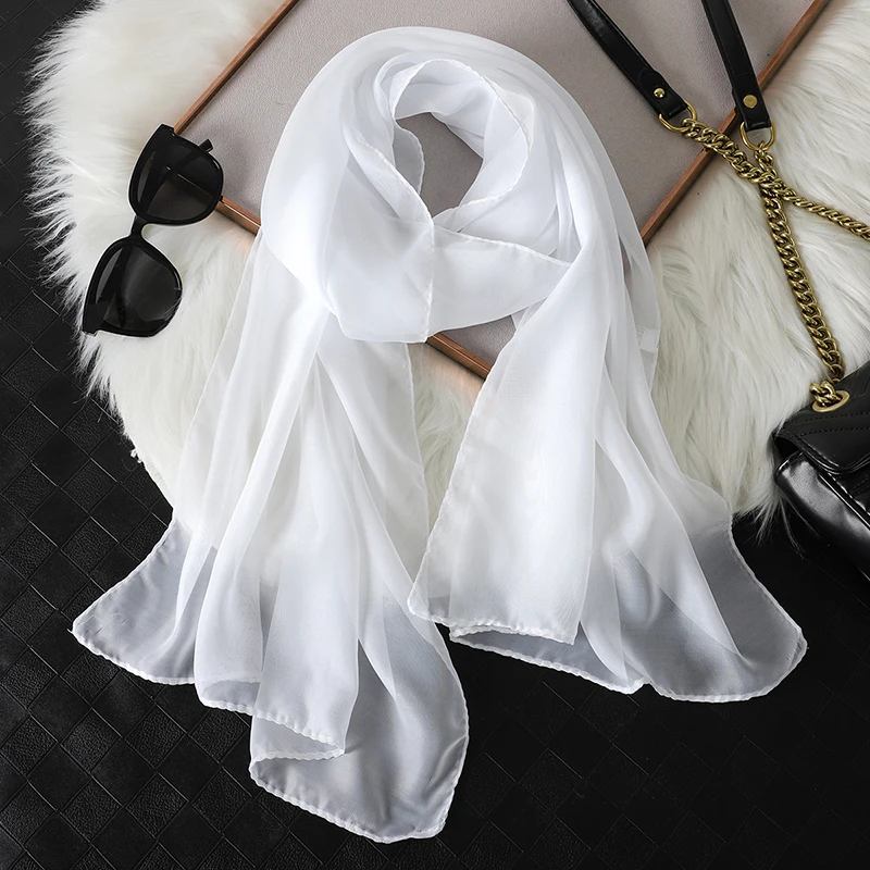 New Fashion Spring/Summer Women Solid Color Headband Beach Chiffon Scarf Shawls Female Long Wraps Panama Beach Sunscreen Hijab 2
