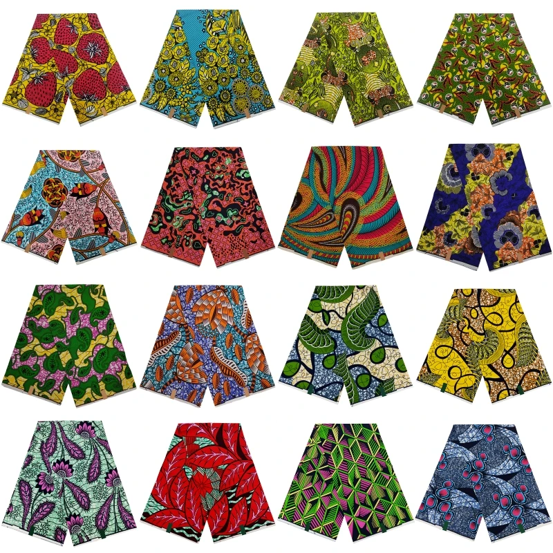 

Africa Grand Wax Fabric 100% Cotton Ankara Pagne Batik Tissu African Wax Print Fabrics 6 Yards Nigerian Sewing Loincloth Sup-666