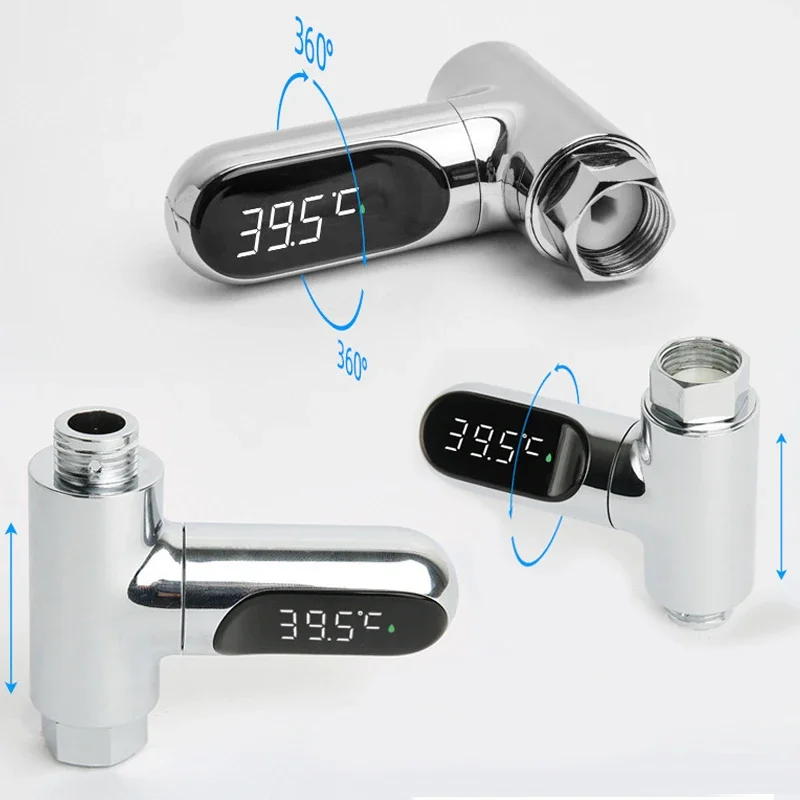 shower thermometer water thermometer LED Display Household Water Shower Thermometer 5-85℃ Flow Self-powered Water Thermometer Monitoring Baby Care Energy Smart Meter
