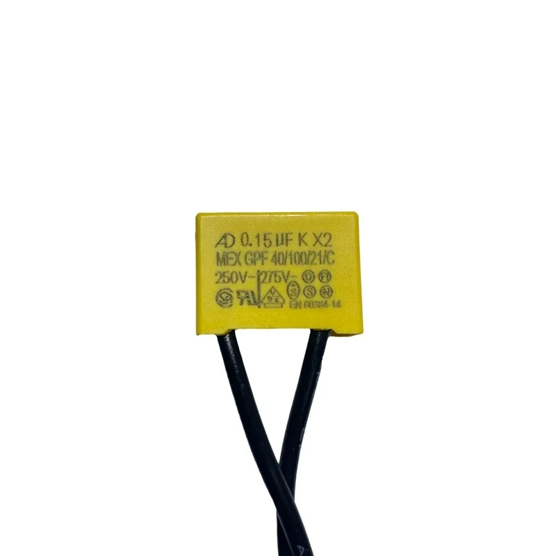 AD K X2 Safety capacitance Tape line 0.1uF 0.15uF 0.22uF 0.33uF 0.47uF 250V-275V Housing Flexible wire safety capacitor 5PCS