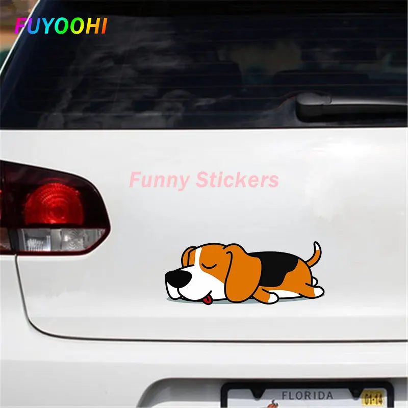 Fuyoohi Play Stickers Per Cute Sleepy Lazy Beagle Puppy Dog Car Stickers Window Truck Impermeabile Antigraffio Cartoon Car Decor