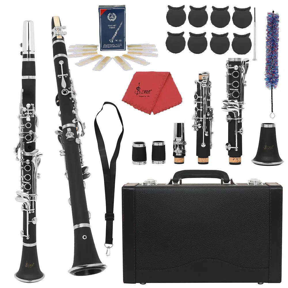  SLADE Professional Clarinet C Tune 17 Keys Woodwind Instrument Bakelite Body White Copper Keys with Box Reed Accessories