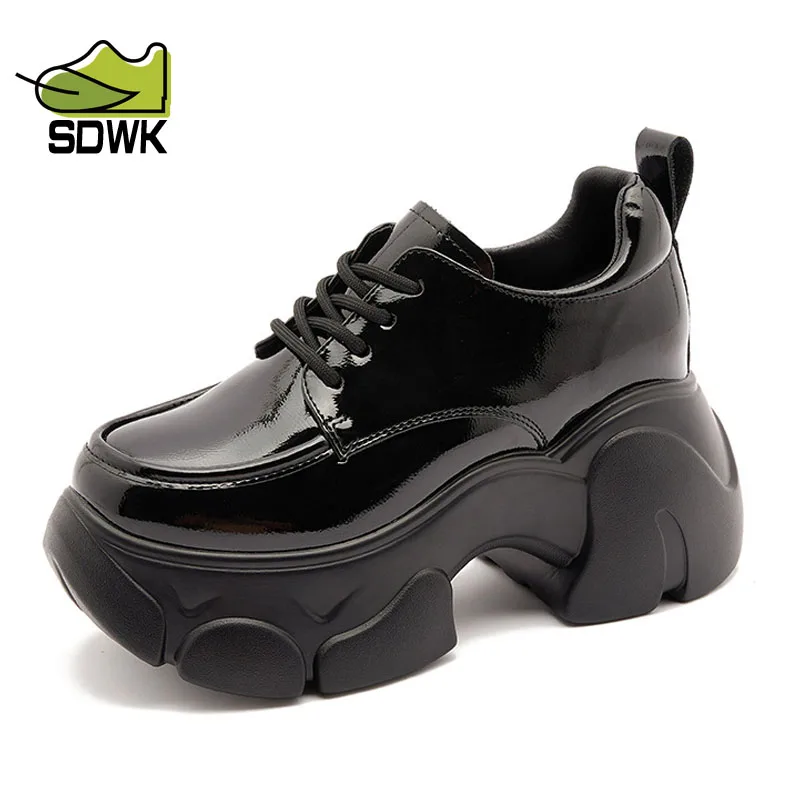 Лоферы SDWK QA011 из натуральной кожи на платформе, 8,5 см, женские мокасины на высоком каблуке, дизайнерские Лоферы смешанных цветов на шнуровке