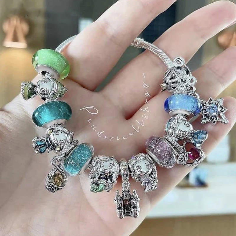 Cute Enamel Disney Princess Dress Charms Bracelet Women Colorful Glass Beads  for Jewelry Making Girl Cartoon Skirt Pendants Gift - AliExpress