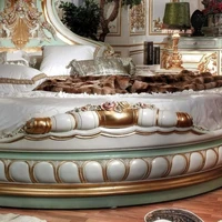Lits de chambre à coucher pour adultes européens, taille Queen, style français moderne, double, luxe royal, lit rond victorien, ensemble complet de meubles italiens 4