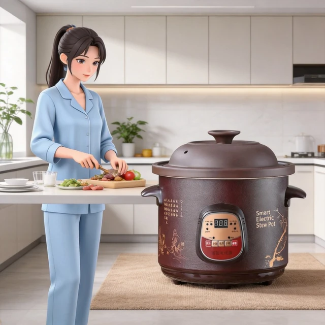 6L Electric slow cooker Purple clay Stew pot Home appliances Automatic Cuisine intelligente crock pot Smart sous vide cooker 1