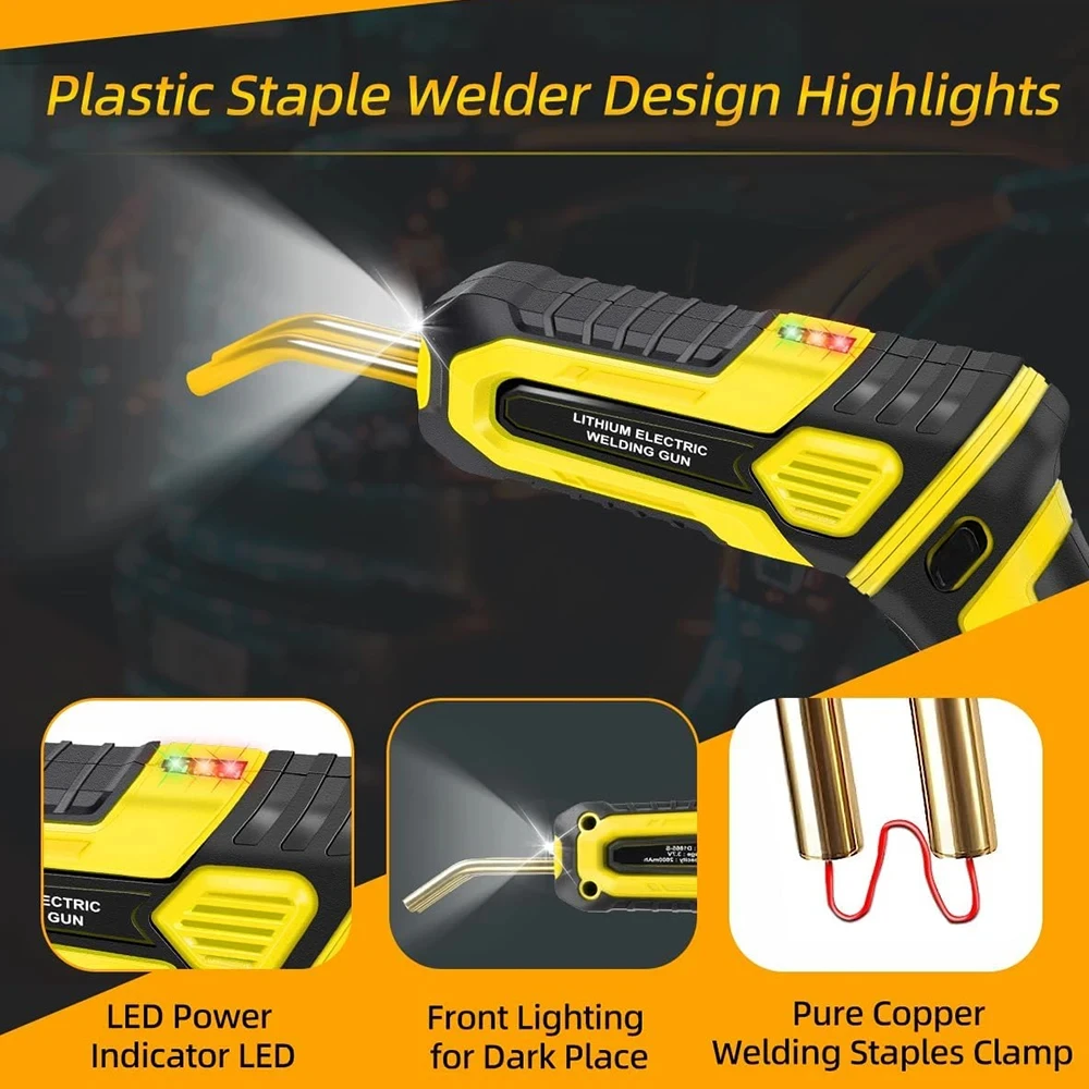 Cordless Plastic Welder Gun with 400PCS Hot Staples 2 in 1 Foldable Car Bumper Crack Repair Welding Gun USB Rechargable 5