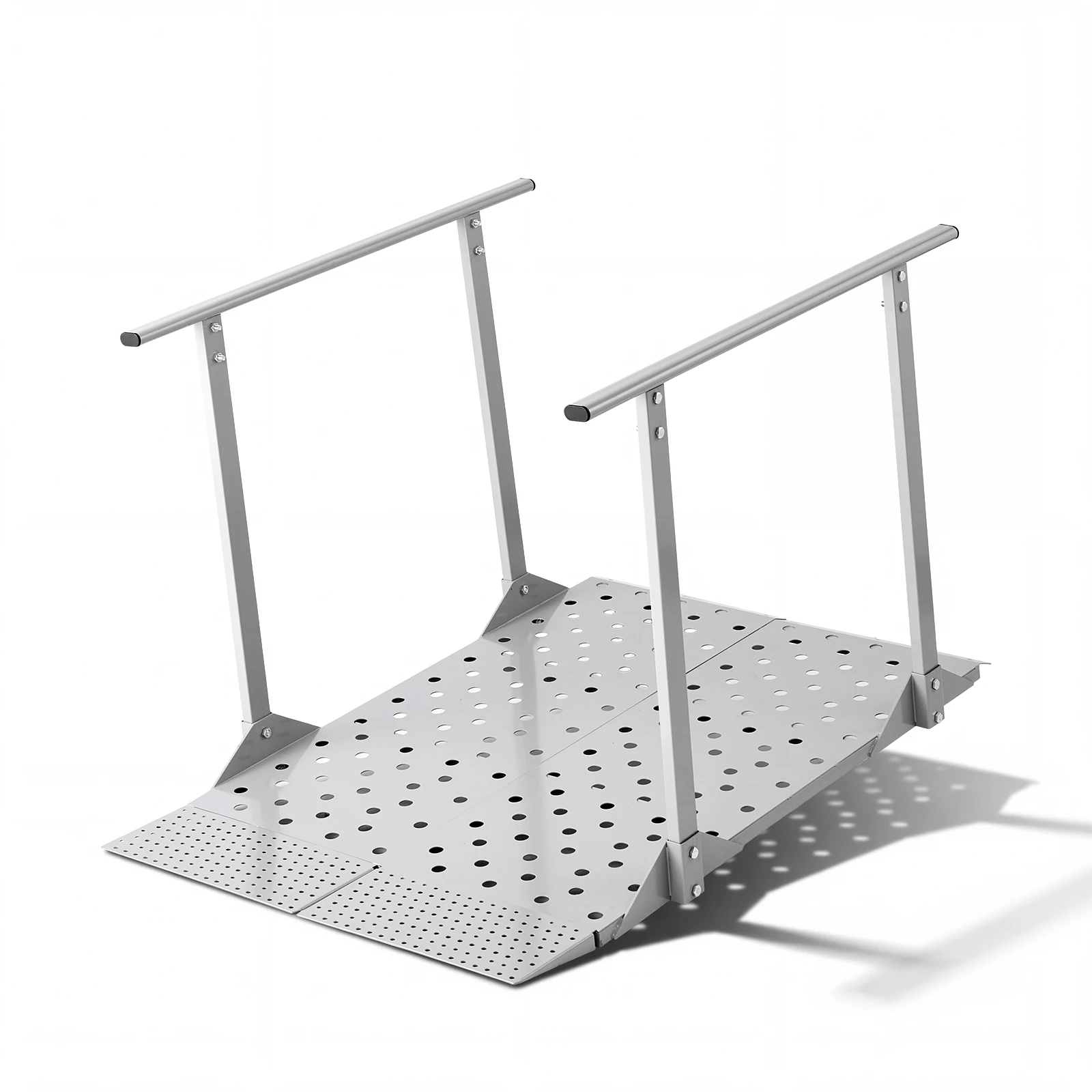SucceBuy 440LBS Wheelchair Ramp 44.9x33.5in with Handrails Aluminum Handicap Ramp Portable Threshold Ramps for Home Steps Stairs