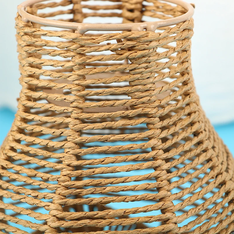 Description Picture 4 of itemNew 1PC Hand Weave Lampshade Rattan Hanging Lamp Shade Cafe Hotel Light Cover Ceiling Pendant Fixture For Home Restaurant Decors