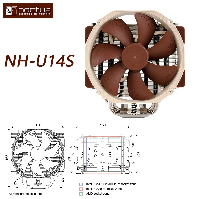 Noctua NH-U14S 6 Heatpipes CPU Cooler 140mm With NF-A15 PWM