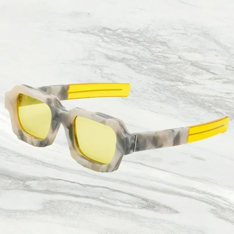 

Hip Hop Fashionable Sunglasses for Men New Square Acetate Frame Personality Outdoor Handmade UV Resistant Women's Sunglasses