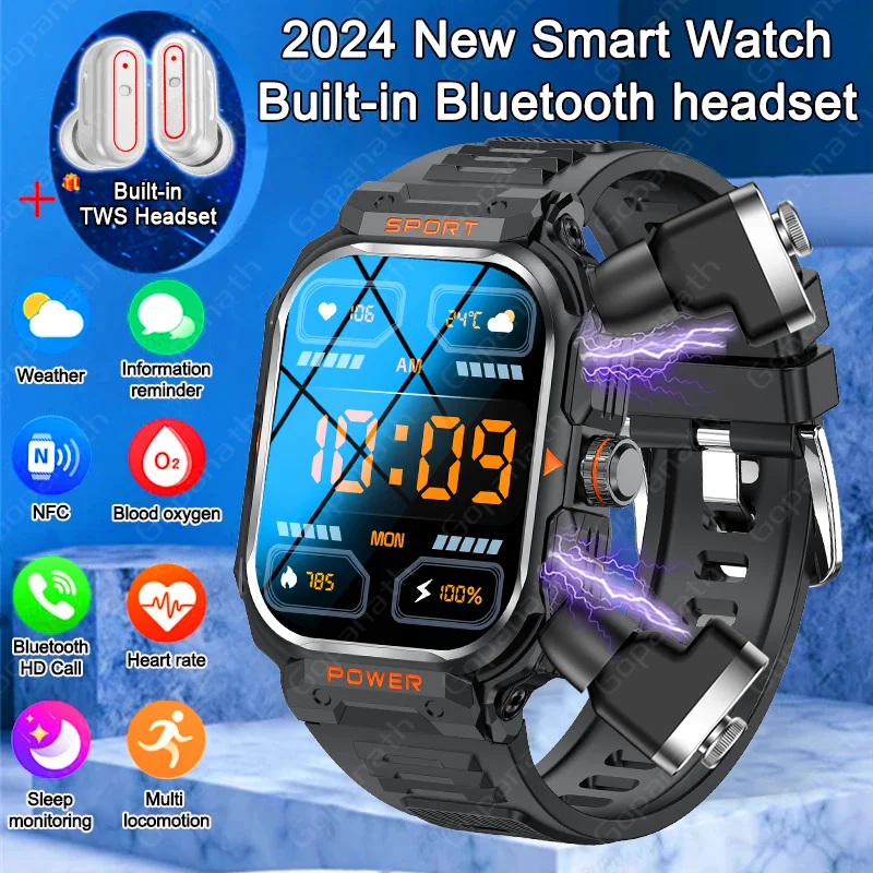 

Новинка 2024, мужские Смарт-часы 2-в-1, женские Смарт-часы с измерением пульса, артериального давления, Bluetooth, звонки, мужские водонепроницаемые Смарт-часы IP67