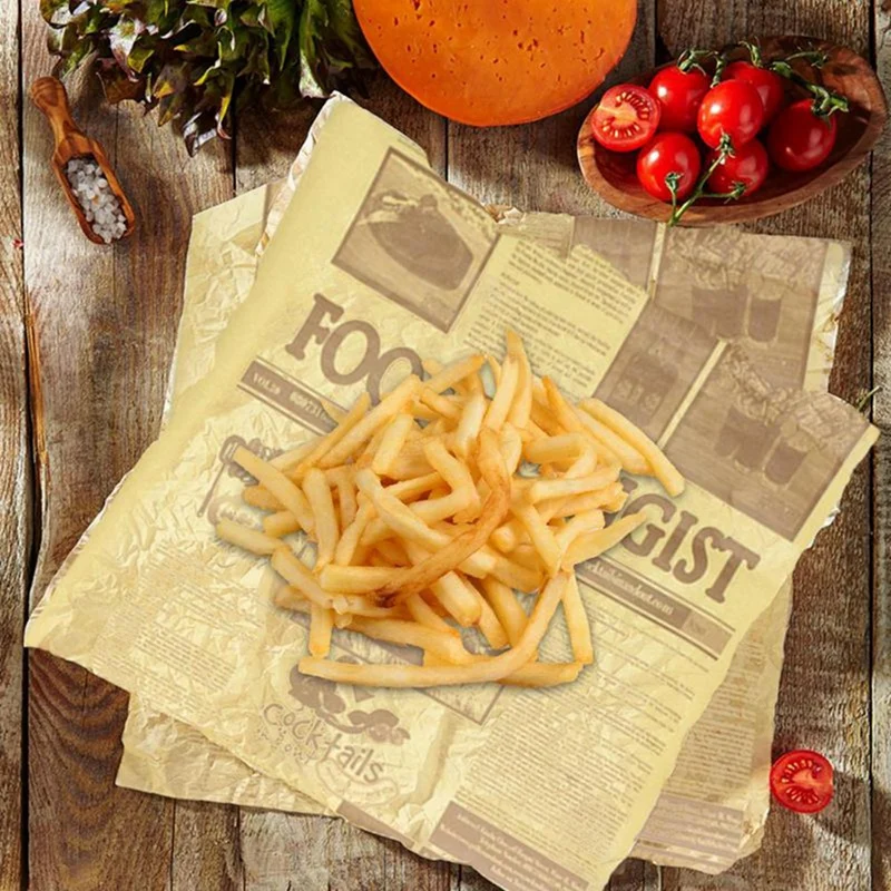 

Grease Resistant Sandwiches Pizza Wrapping Sheets Paper 22X22cm Fast Food Wrapping