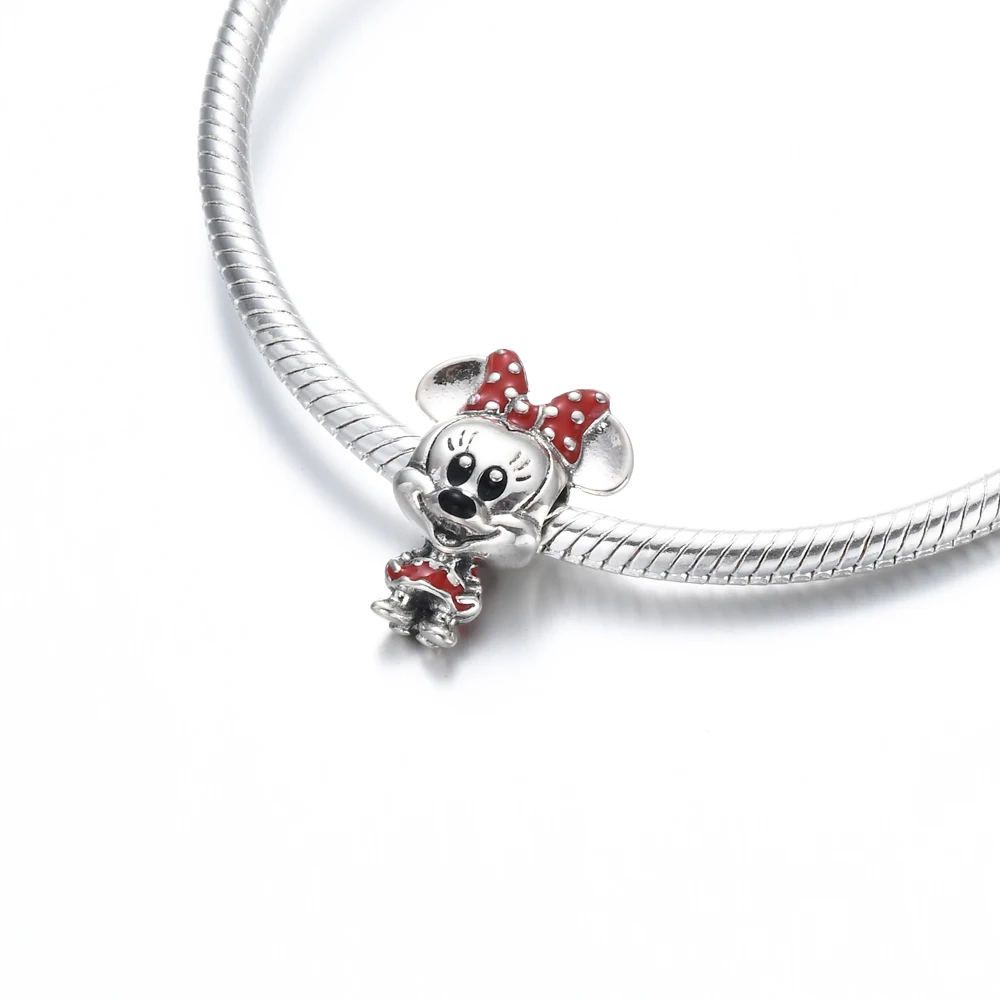 Red Series Dumbbell Fitness Heart Cola Mickey Minnie Dangle Charms Beads 925 Sterling Silver Fit Original Bracelet Women Jewelry 3