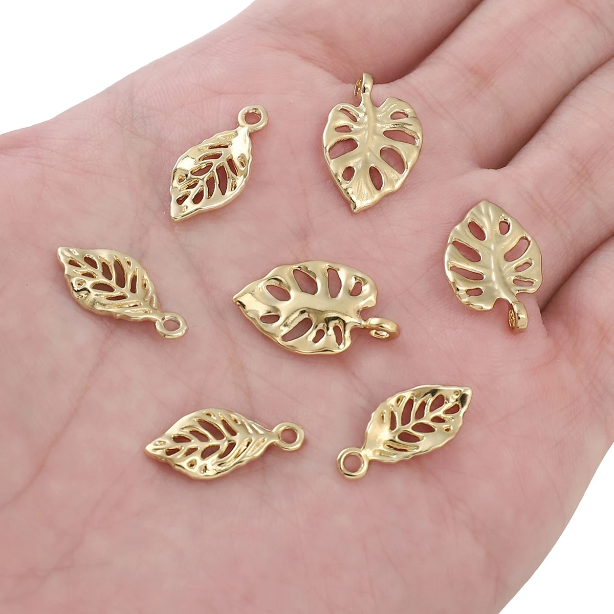 Jewelry Charms Bulk Wholesale Supply 14K Gold Plated Over Brass Leaf Shape  Charming Finding Materials for Women Jewelry Making - AliExpress