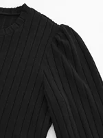 Autumn and winter style large size contrast color stitching long skirt round neck long sleeves slimming and elegant dress - Image 5