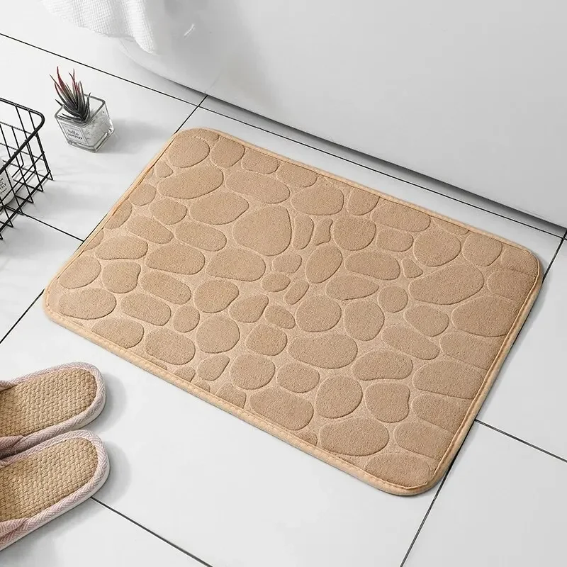 Floor Mat VIKAMA 40X60CM Coral Fleece Pebble Embossed Bathroom Non-Slip Floor Mat Bathroom Floor Mat Bath Room Decoration