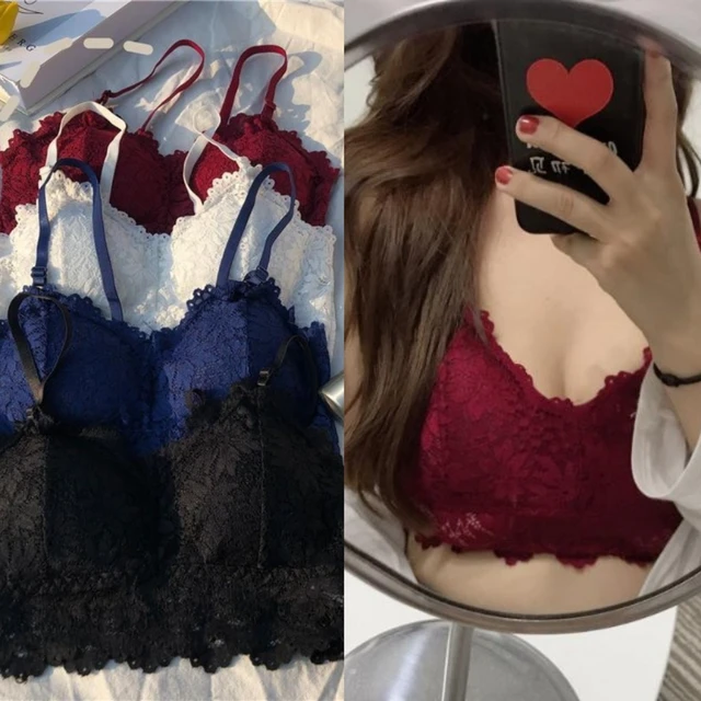 Women Push Up Bra Body Shaping Sexy Flower Lace Bra Top Wireless Plus Size  Bralette Underwear