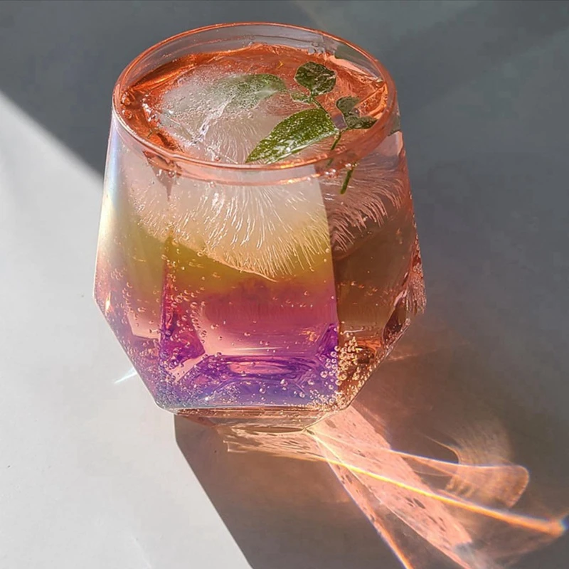 300ml Glass Hexagonal Transparent Water Glass Milk Juice Beverage Cup Foreign Wine Cup for Kitchen Home Cups Mug
