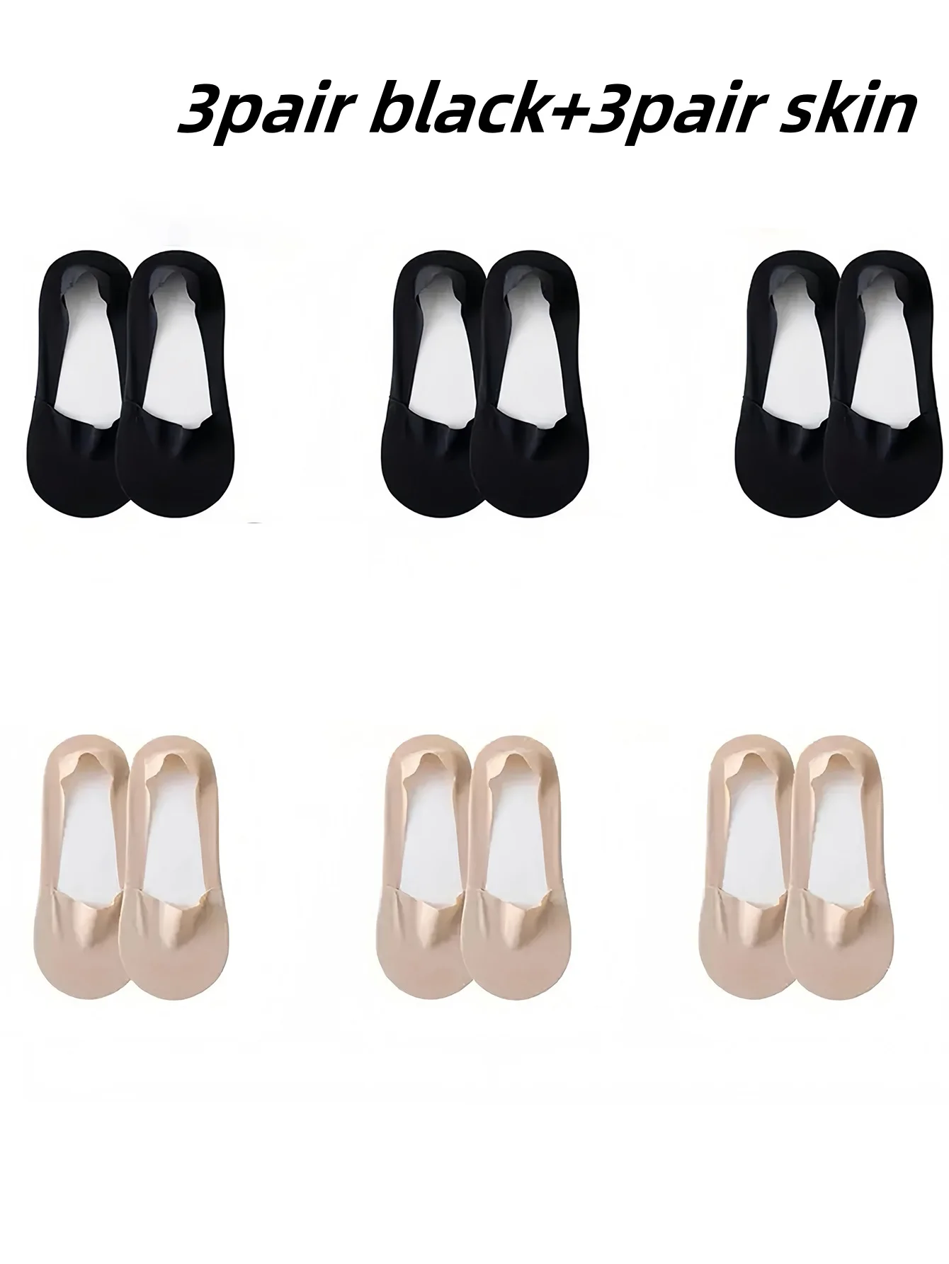 6Pairs Women's Socks, Breathable, Invisible, Silicone, Non-Slip, Solid Color, Comfortable, High-Quality, Flawless, Ultra-Thin - 4