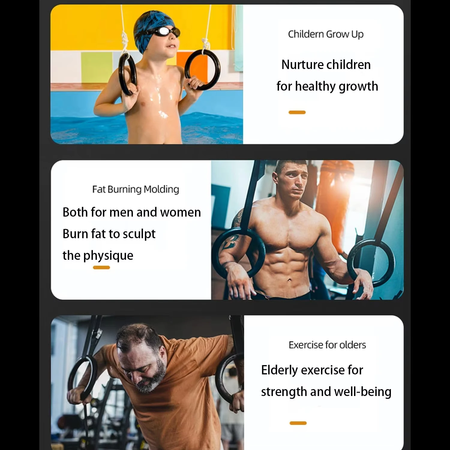 1 Paar Gymnastikringe, 1000 Pfund Kapazität, mit 1/2 m verstellbaren Schnallenriemen, Klimmzug-Übungsringe, rutschfeste Ringe für Heimfitness – Detail 2
