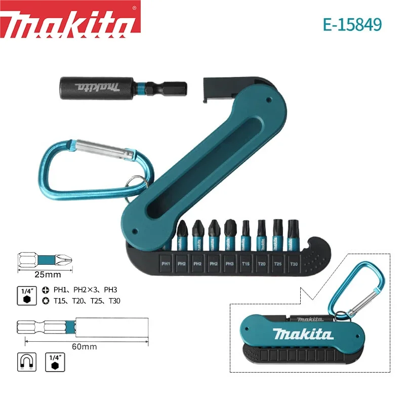 

Makita E-15849 Bit Magnetic Sleeve Screwdriver Bit Set 10 Pieces Hexagonal Philips Electric Screwdriver PH1 PH2 PH3 T15 T20 T25