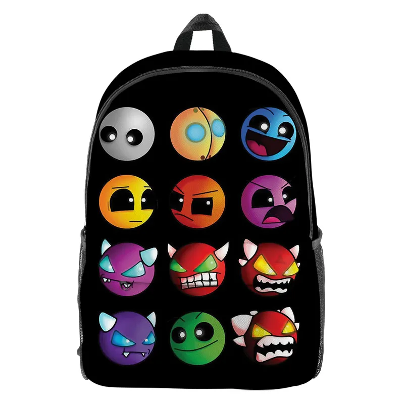 Sac à dos 3D Angry Geometry Game Dash pour enfants, cartable en toile pour ordinateur portable, cartable pour garçons et filles, cartable pour étudiants