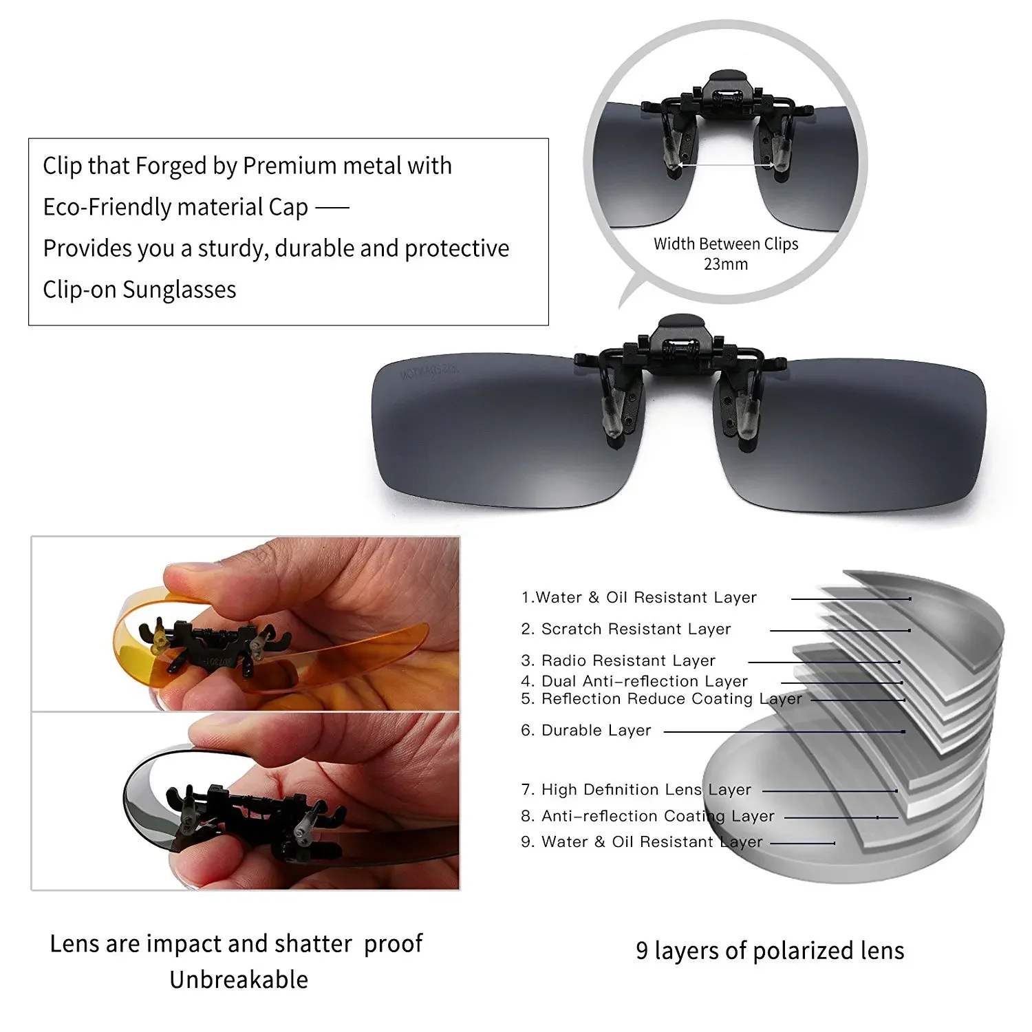 Clip on Sunglasses Polarized Driving Glasses Clip Up Clip-On Glasses Daytime Night Vision for Driving Fishing Cycling Walking polarized sunglasses night vision sunglasses driving glasses